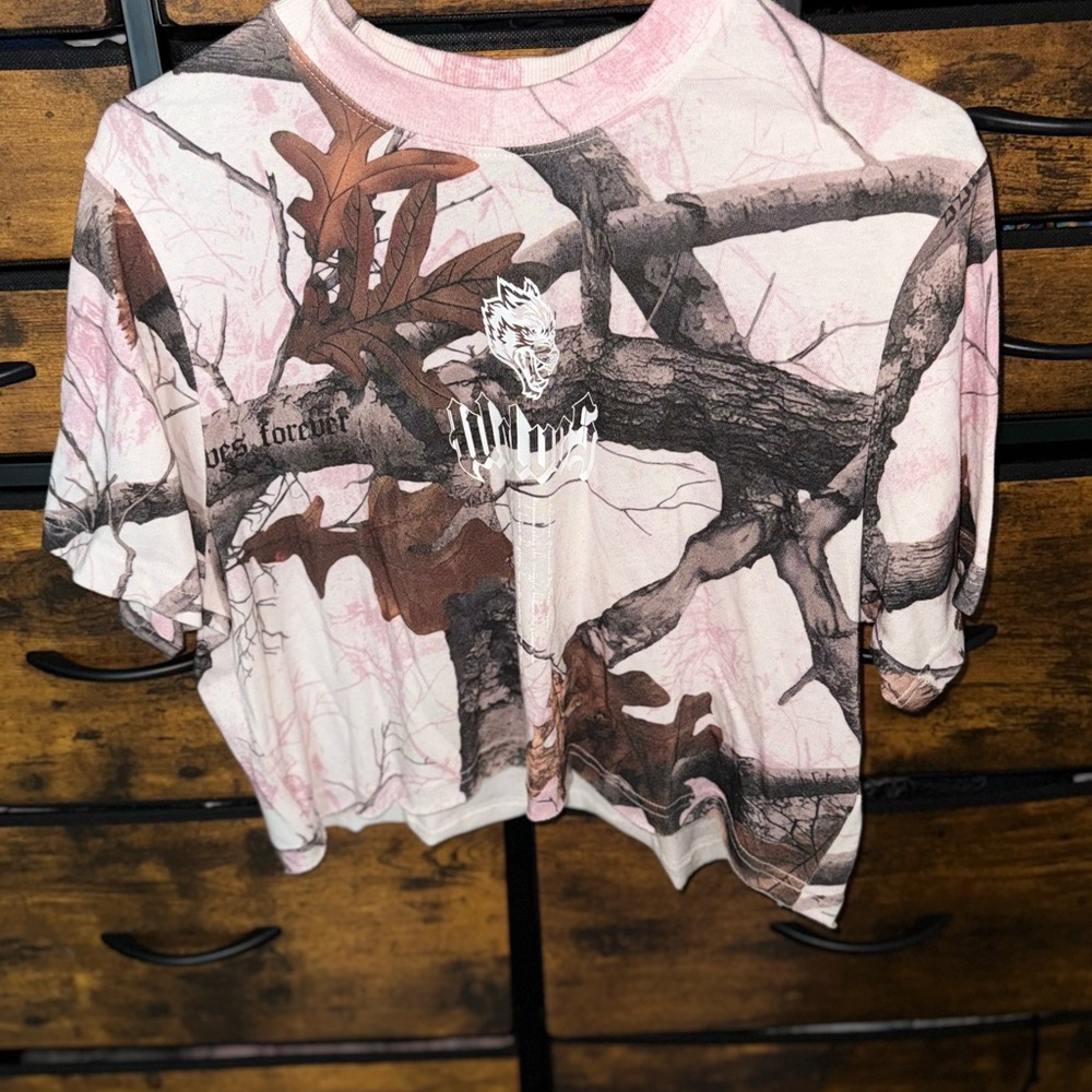 Darc Sport Pink and Brown Graphic Crop Top